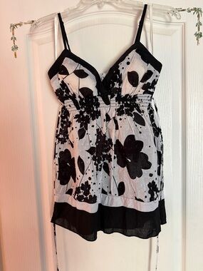 Black and White Floral Cami Top